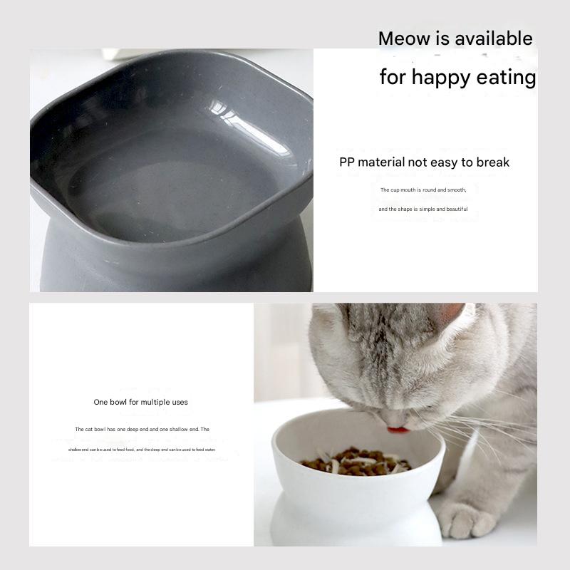 large opening tall plastic cat bowl classic neck protection anti-knock cat and dog pet food utensils factory direct sales