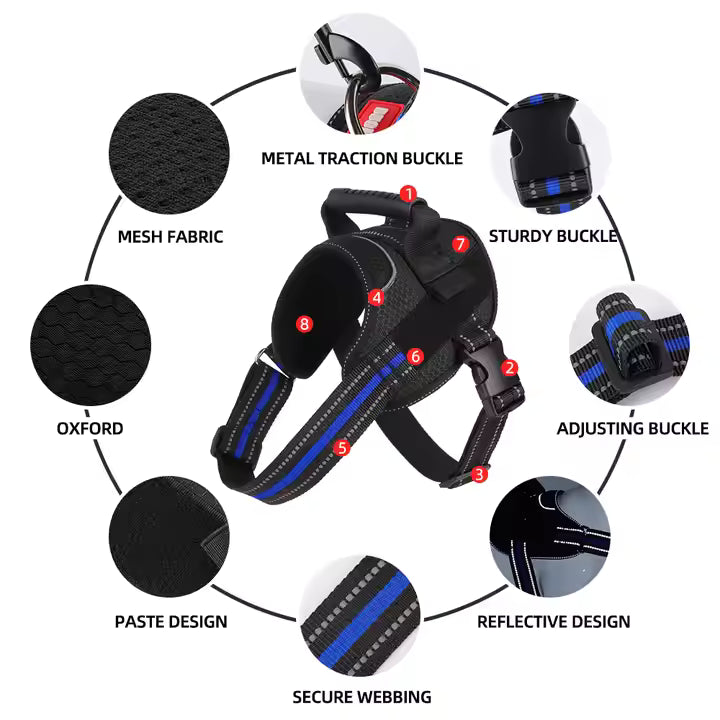 Reflective Breathable Adjustable Pet Harness Custom Dog Harness NO PULL