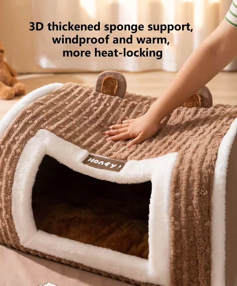 Dog House Warm Cave Sleeping Nest Detachable Foldable Soft Pet Beds