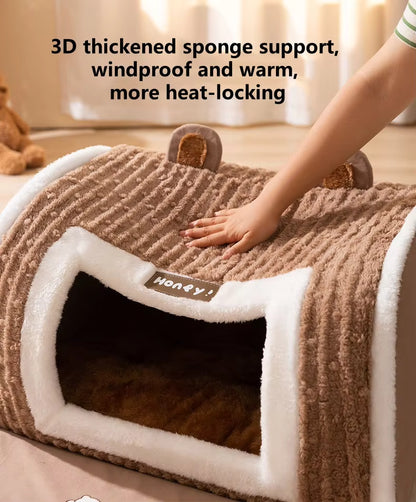 Dog House Warm Cave Sleeping Nest Detachable Foldable Soft Pet Beds