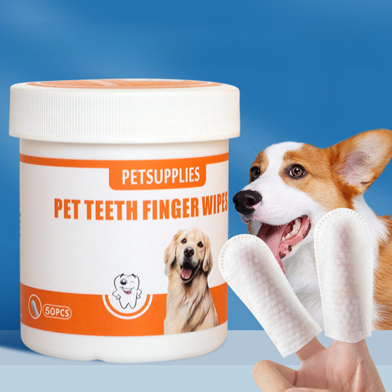 Pet Cleaning Wipes Soothe Tears Remove Dirt Teeth Finger Wipes Set For Cat And Dog
