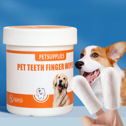 Pet Cleaning Wipes Soothe Tears Remove Dirt Teeth Finger Wipes Set For Cat And Dog