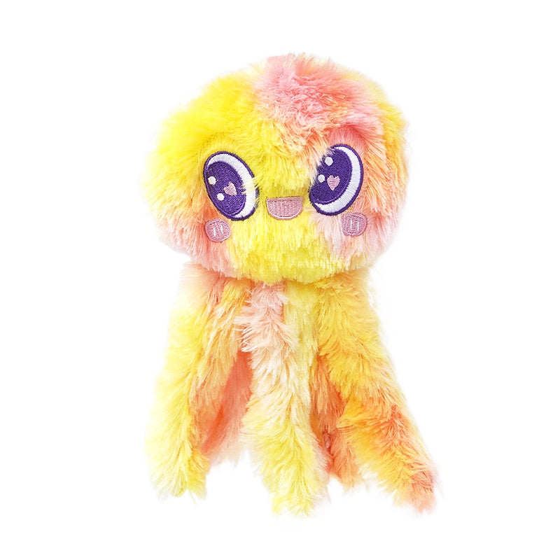 Pet Teething Chew Toy Interactive Plush Colorful Jellyfish Squeaky Dog Toy