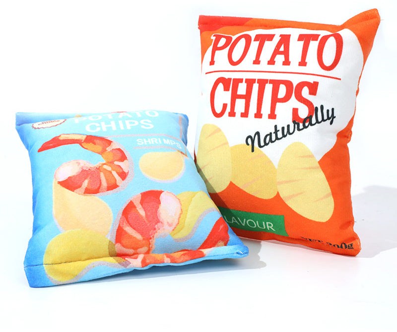 4 Packs Eco-Friendly Chip Shape Pet Chew Toy with Squeaker