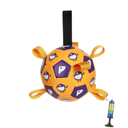 Soccer Ball with Straps Interactive Dog Toys for Water & Tug Toy