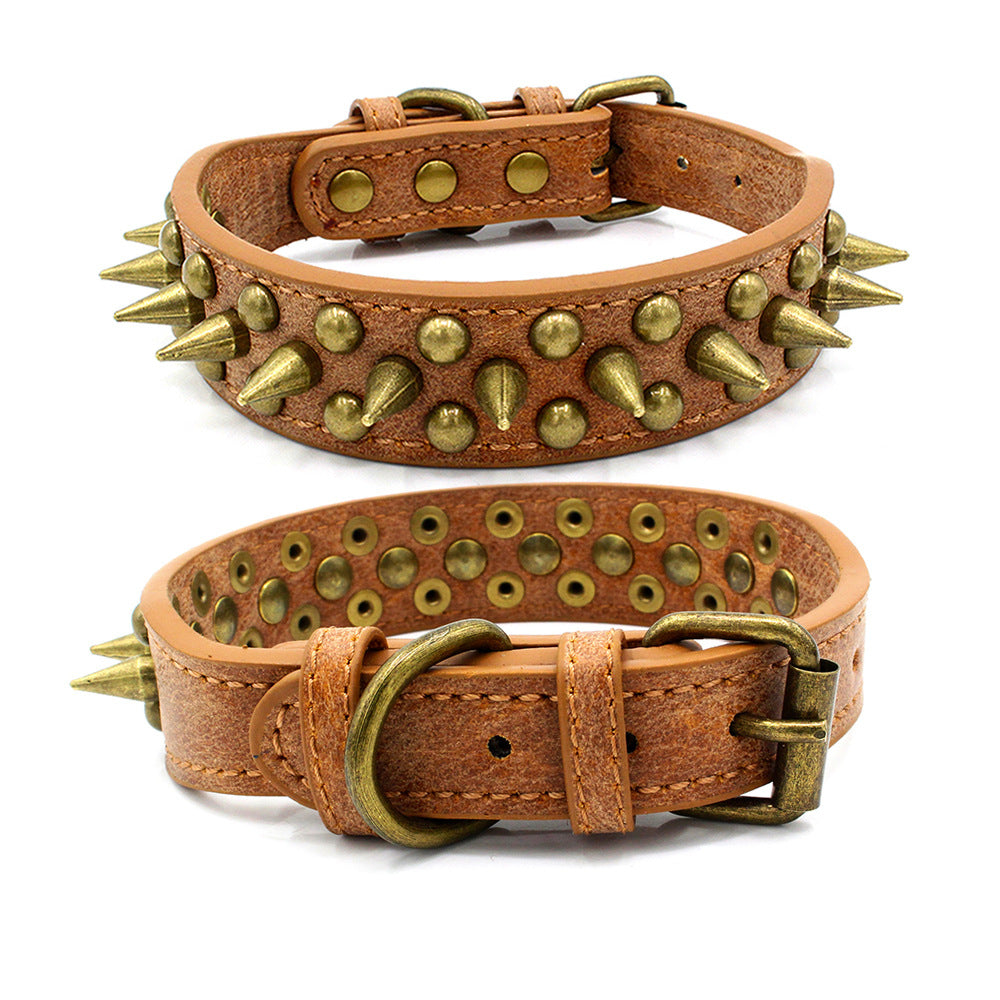 Collares para mascotas de cuero PU ajustables con remaches y púas personalizados con forma de hongo 