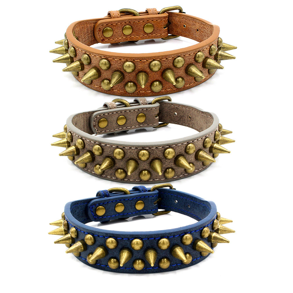 Collares para mascotas de cuero PU ajustables con remaches y púas personalizados con forma de hongo 