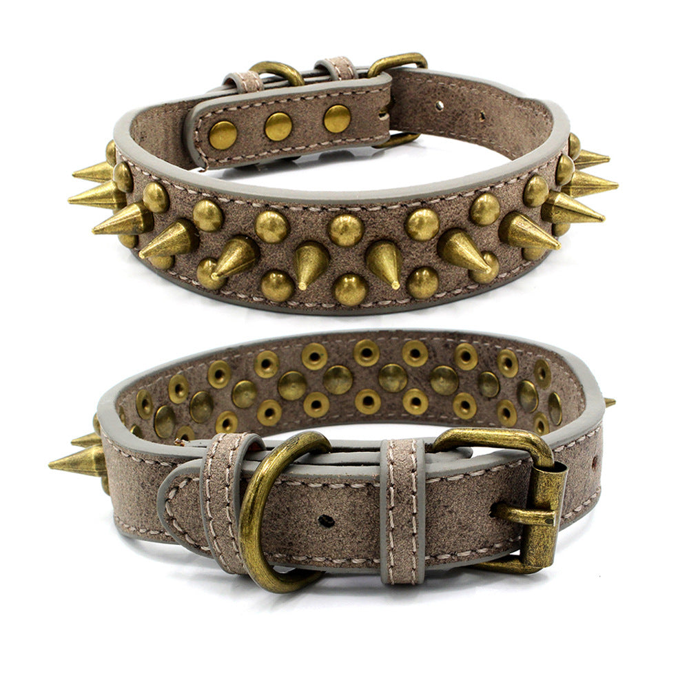 Collares para mascotas de cuero PU ajustables con remaches y púas personalizados con forma de hongo 