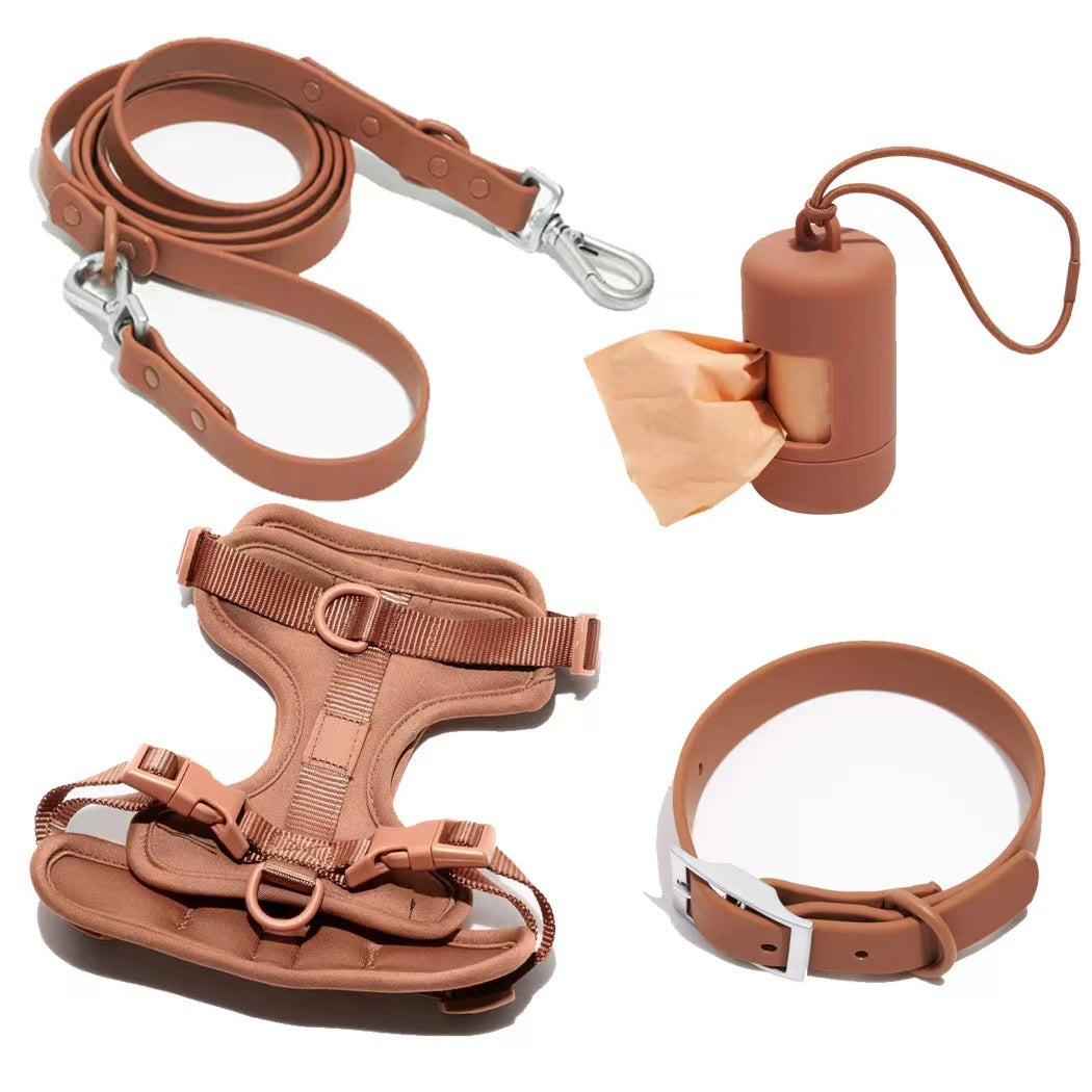 Waterproof Luxury PVC Dog Harness Dog Collar and Leash Set