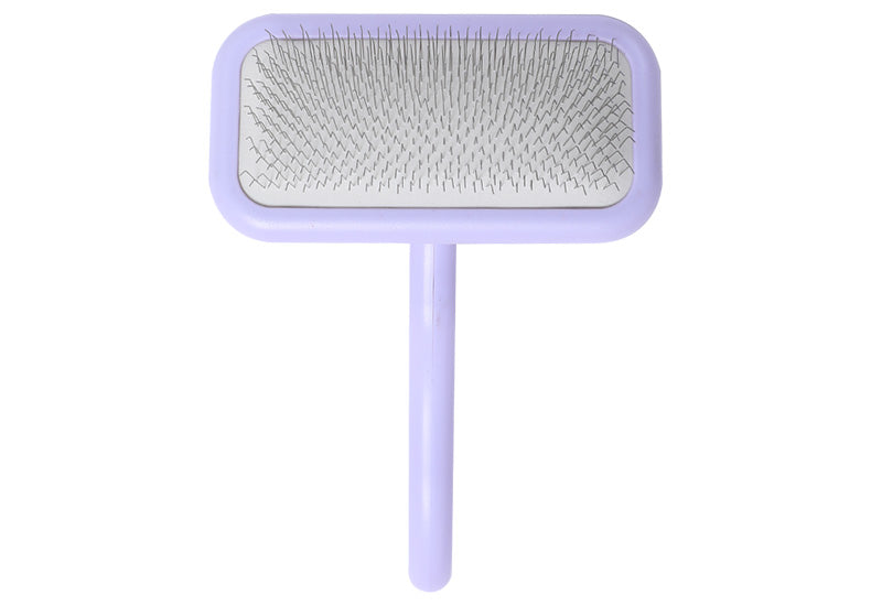 Slicker Brush for Dogs, Dog Grooming Supplies - Best Doodle & Poodle Brush for Long Haired Dogs - Goldendoodle Long Pin Dentangler Brush For Dematting (Small Curved)