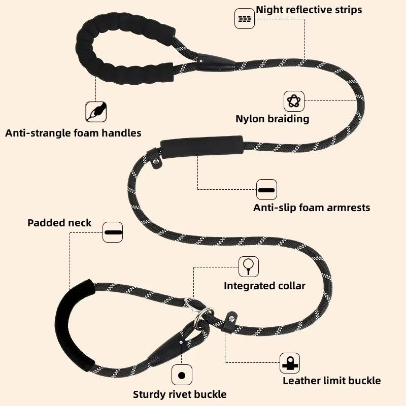 Heavy Duty Reflective Durable Slip Lead Pet Training Loop Leash