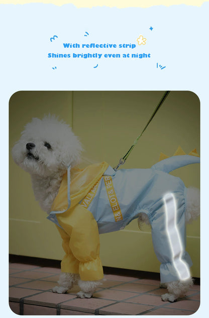 Dog Raincoat Poncho Waterproof Pet Puppy Small Dog Medium Dog THigh Reflective Adjustable Pet Rain Jacket with Leash Hole