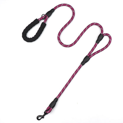 Dog Leash Reflective Traffic Padded Double Handle Lead for Control Safety Training