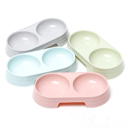 4 Pcs Plastic Food Basic Cat Bowl Double Pet Dog Bowl