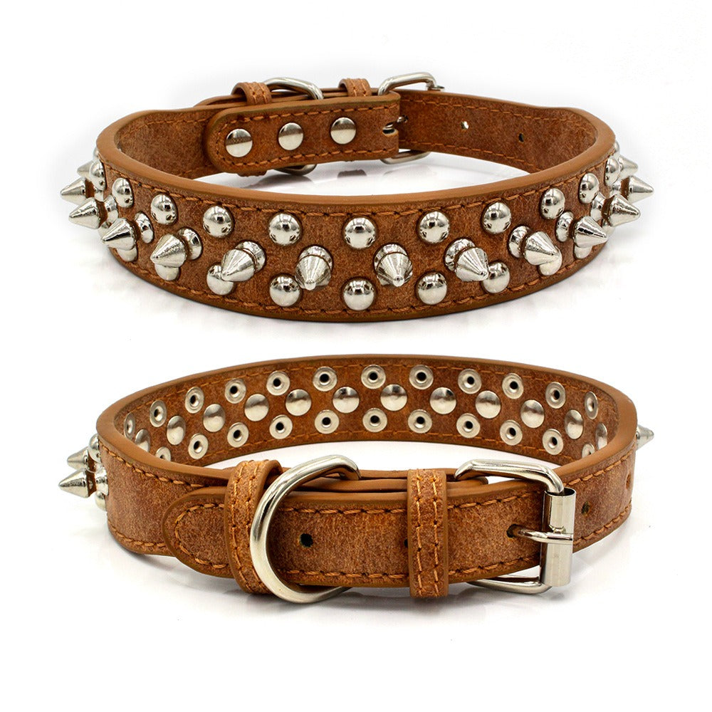 Collares para mascotas de cuero PU ajustables con remaches y púas personalizados con forma de hongo 