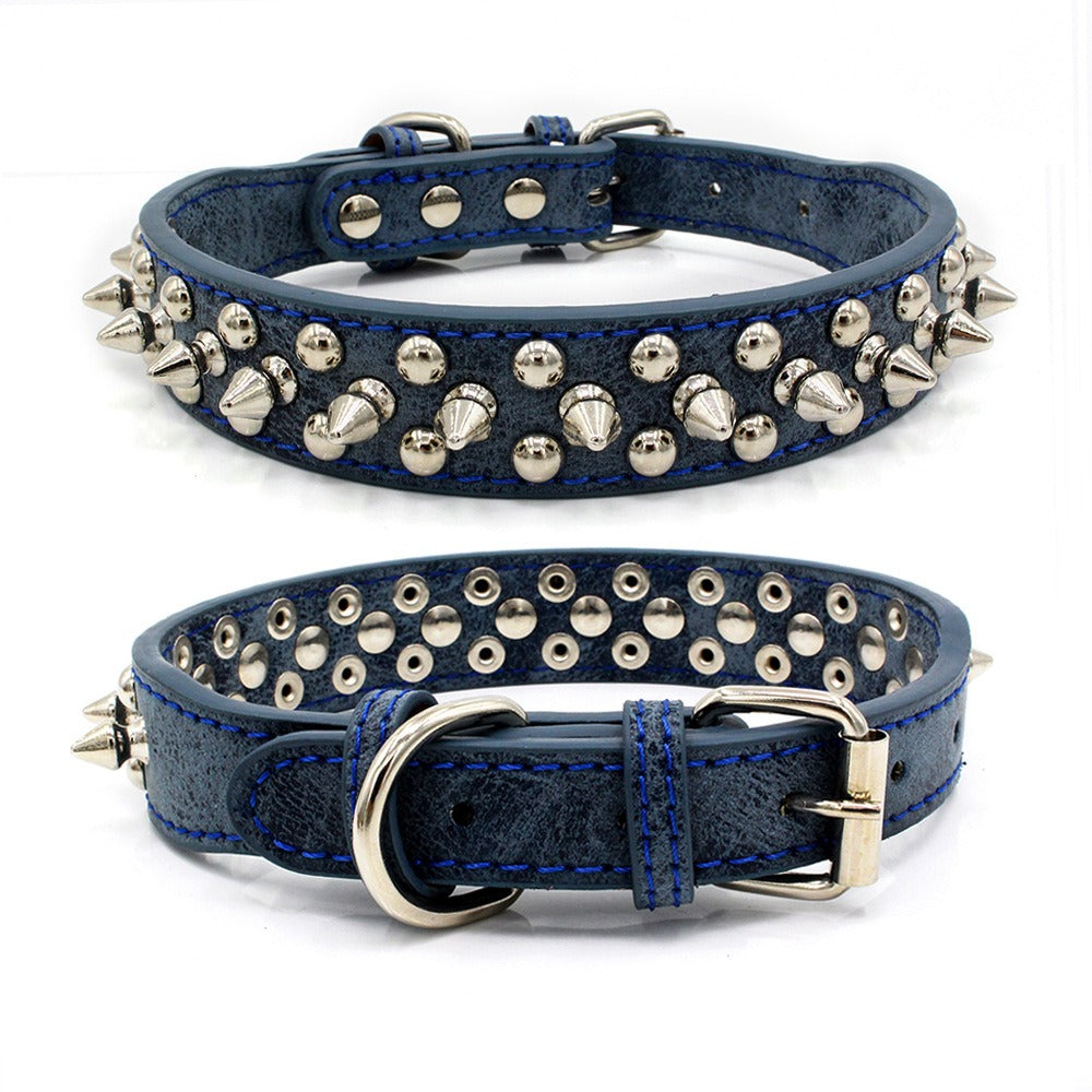 Collares para mascotas de cuero PU ajustables con remaches y púas personalizados con forma de hongo 