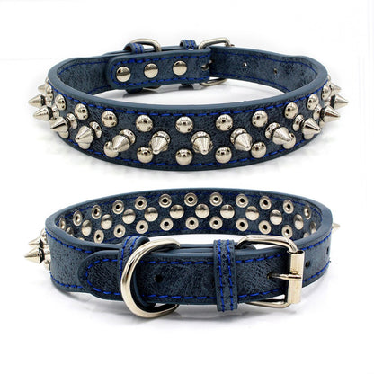 Collares para mascotas de cuero PU ajustables con remaches y púas personalizados con forma de hongo 