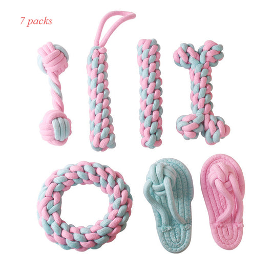 Woven Cotton Rope Toys Customized Color Blocked Dog Chew Stick Toys