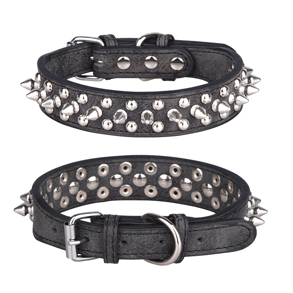 Collares para mascotas de cuero PU ajustables con remaches y púas personalizados con forma de hongo 