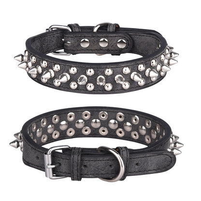 Collares para mascotas de cuero PU ajustables con remaches y púas personalizados con forma de hongo 