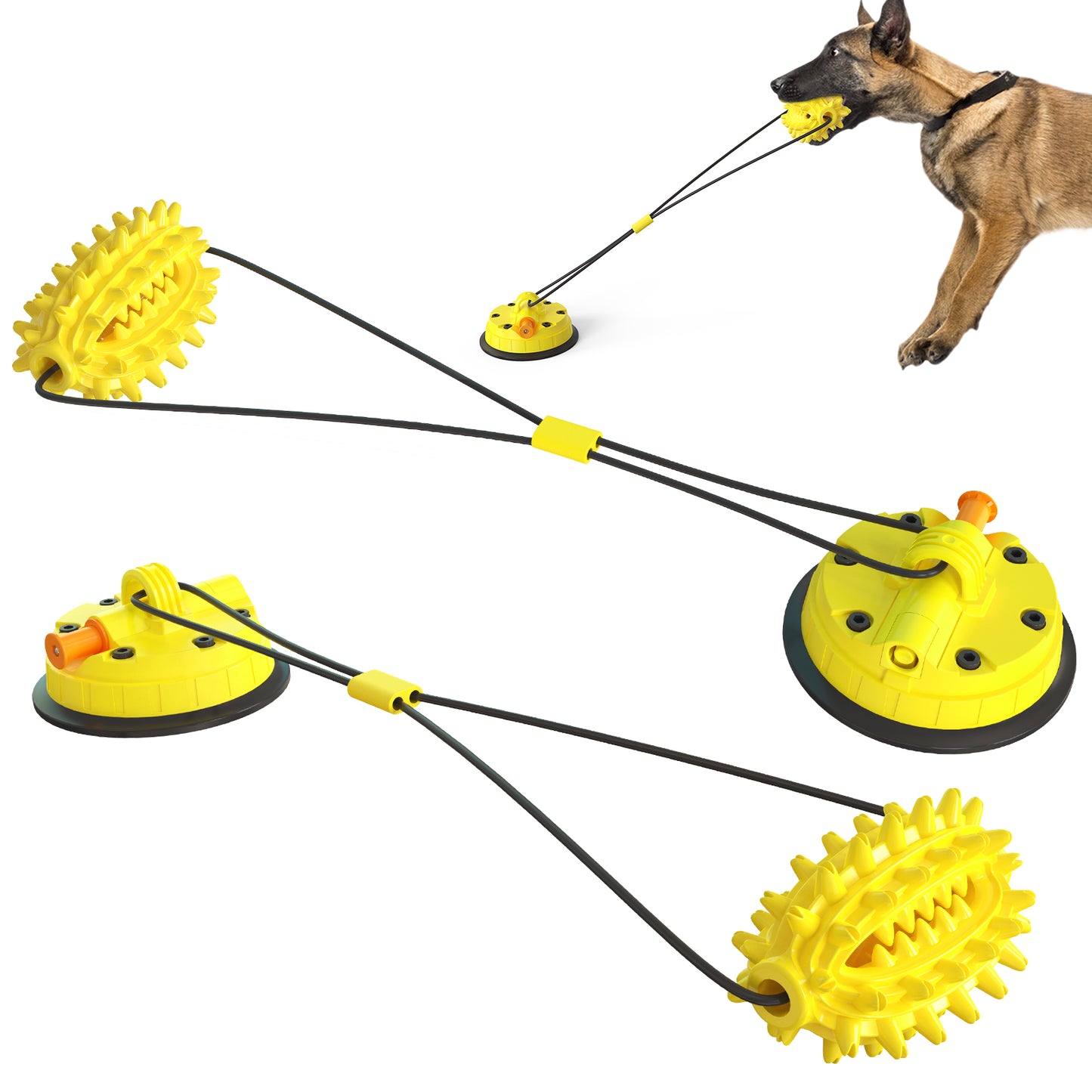 Vacuum tug of war suction cup pull rope ball dog toy