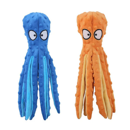 2er-Pack quietschende Hundespielzeuge, Oktopus, keine Füllung, knisterndes Plüsch-Haustierspielzeug 