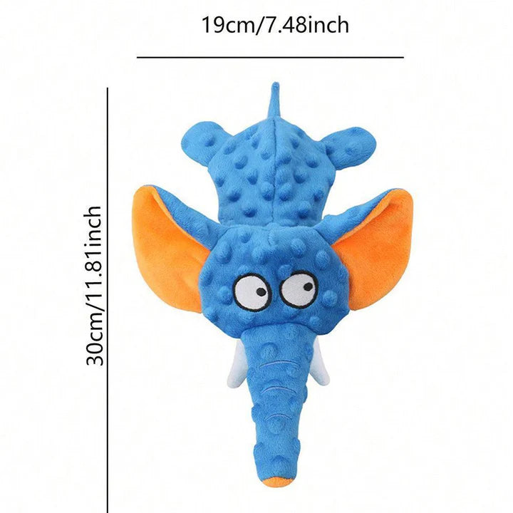 Divertido juguete de peluche con forma de elefante que chirría. 