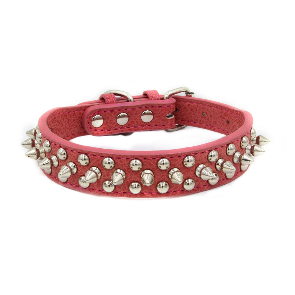 Collares para mascotas de cuero PU ajustables con remaches y púas personalizados con forma de hongo 