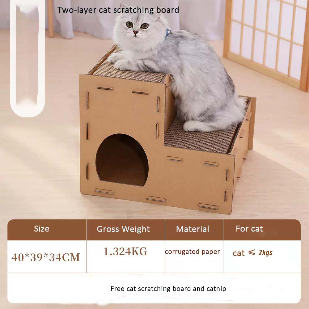 Cat scratching board cat litter integrated cat claw board house villa corrugated cat scratching board extra large carton cat litter cat box