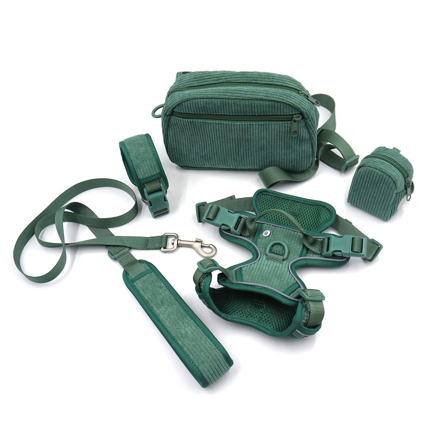 Dog Collar Walking Bag with Poop Dispenser Set No Pull Dog Harness