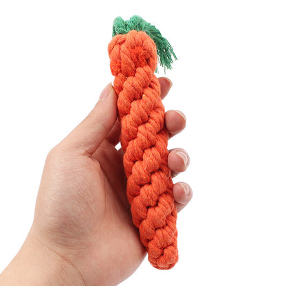3 PCS Carrot Dog Teething Toy Pet Chew Cotton Knot Carrot Toy