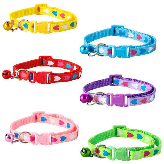 6 PCS Adjustable Cat Collar with Bell