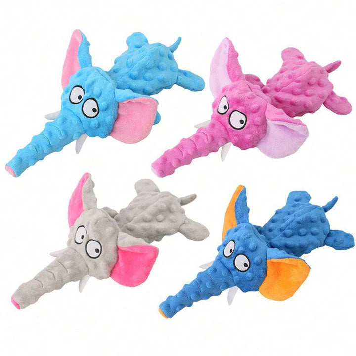 Divertido juguete de peluche con forma de elefante que chirría. 