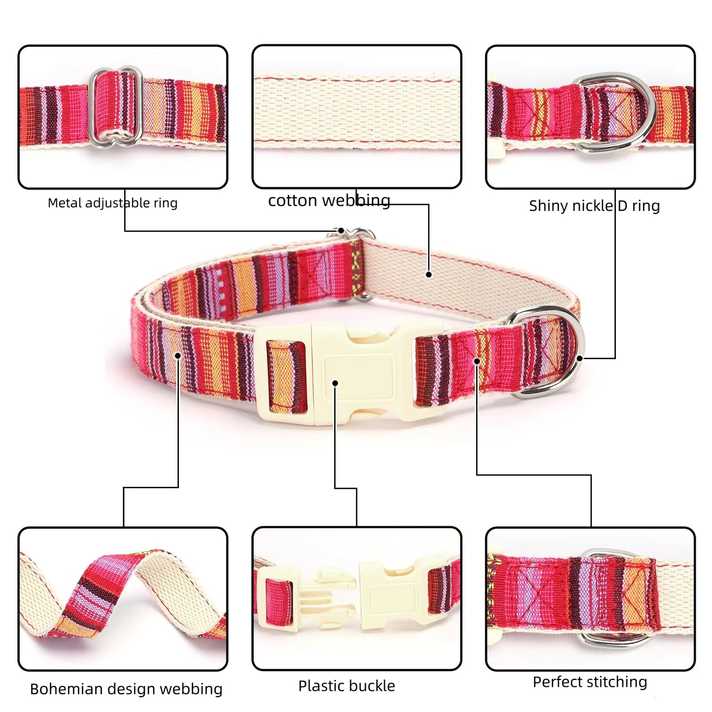 Bohemia Design Fabric Dog Collar