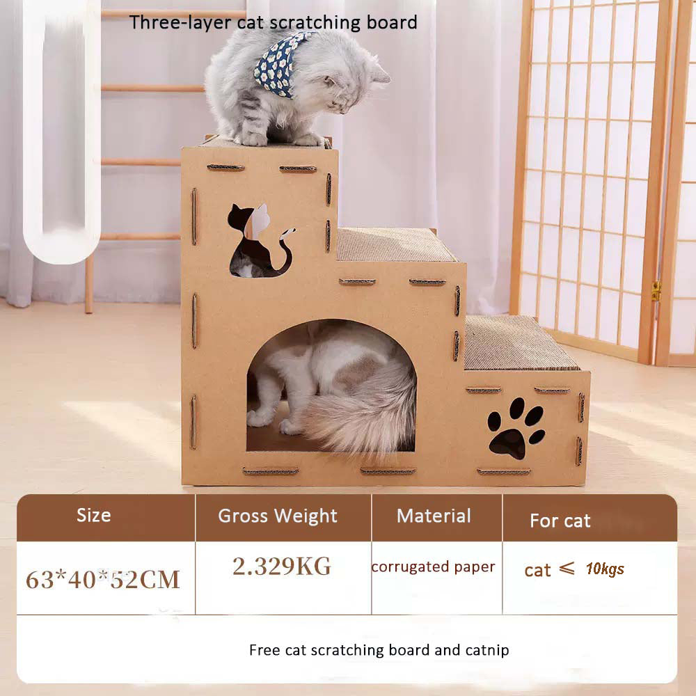 Cat scratching board cat litter integrated cat claw board house villa corrugated cat scratching board extra large carton cat litter cat box