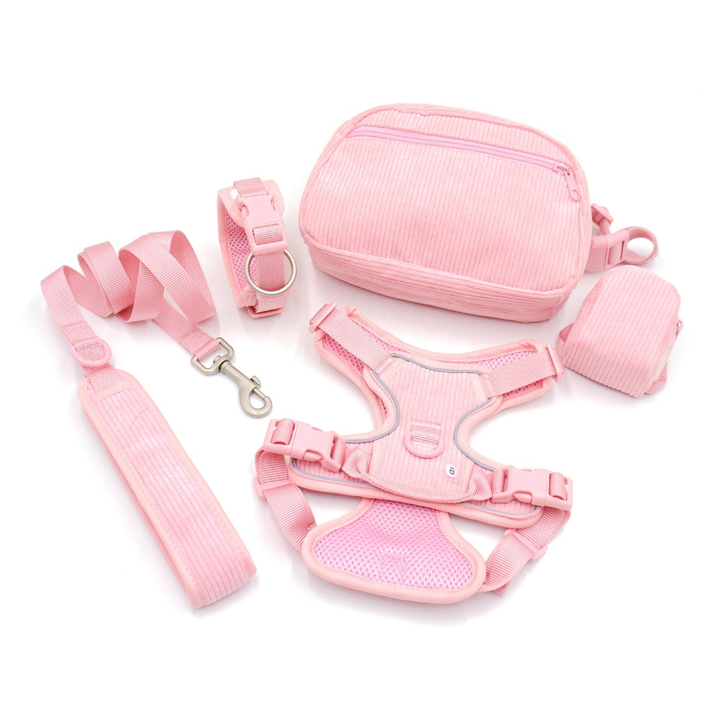 Dog Collar Walking Bag with Poop Dispenser Set No Pull Dog Harness