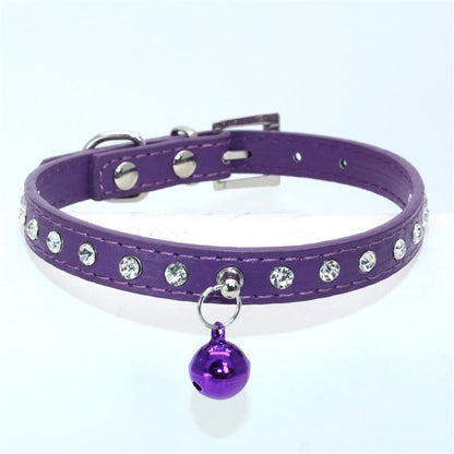 Rhinestone Cat Collar Cute Crystal Diamond Soft Suede PU Leather Puppy Collars