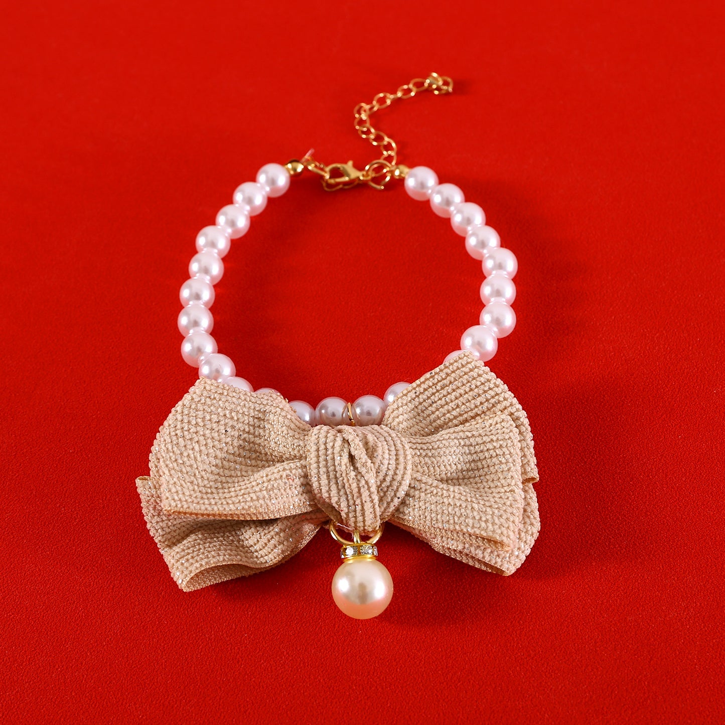 Dog Pearl Necklace Fancy Pearls Jewelry Cat Collar With Bowtie Accessory