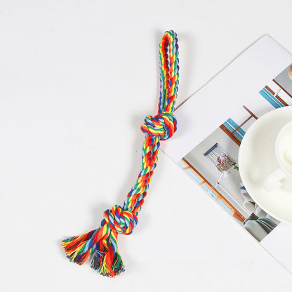 Dental Cleaning Chew Bite Resistant Rainbow Color Pet Dog Rope Toy Set