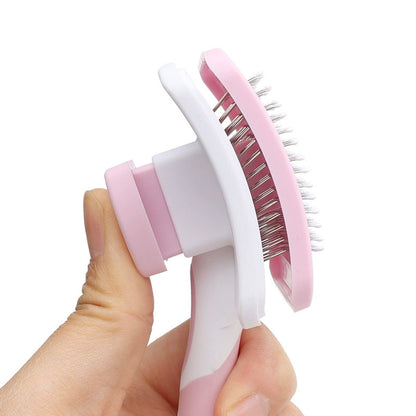 Pet Button Hair Removal Comb Cat Dog Grooming Slicker Brush