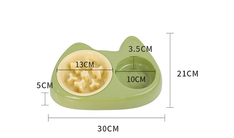 2 in 1 Double Pet Food Bowl Stainless Steel Slow Feeder Dog Bowl