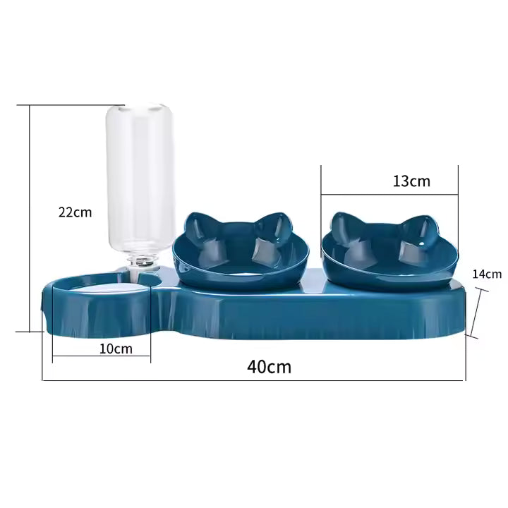 3in1 Pet Water Feeder 15 Degrees Non Slip Plastic Pet Bowl