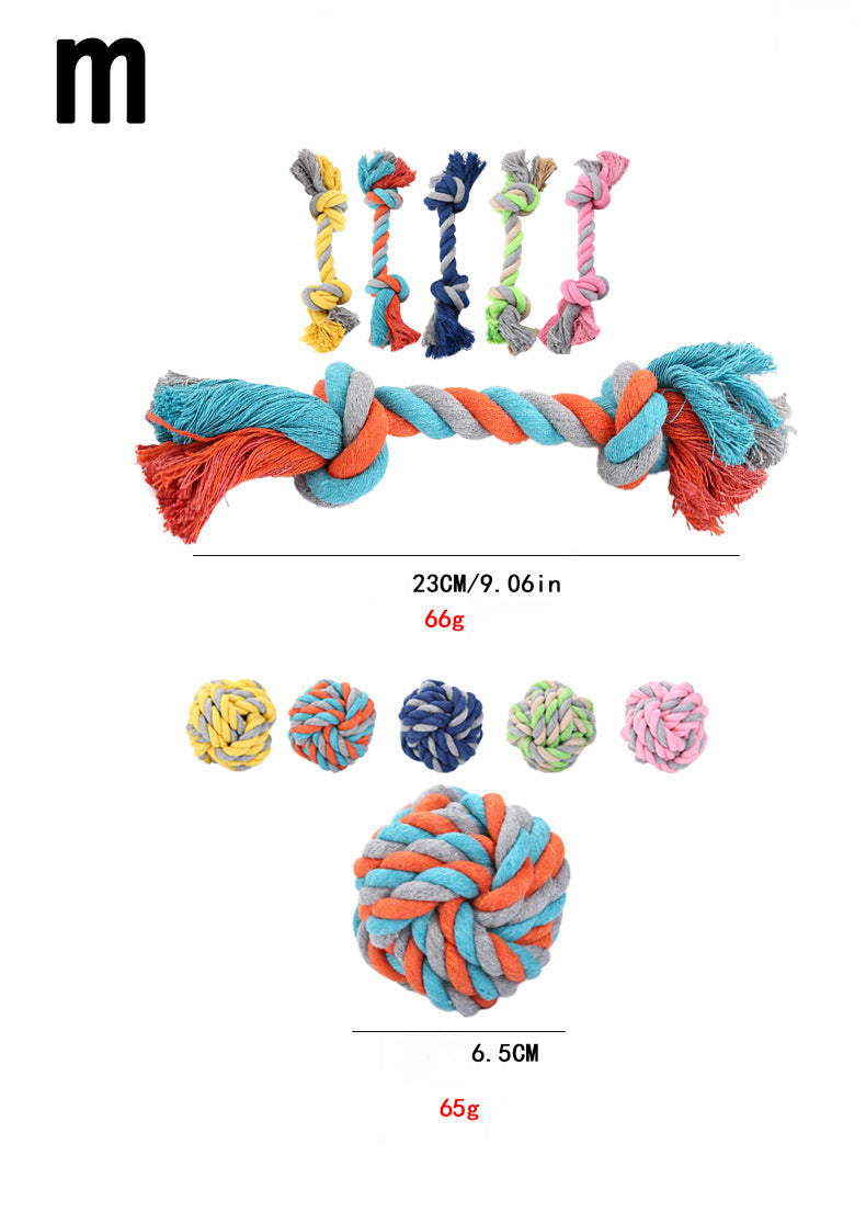 Eco-Friendly Waterproof Dog Hand-Woven Cotton Ball and Knot Chew Pet Toy
