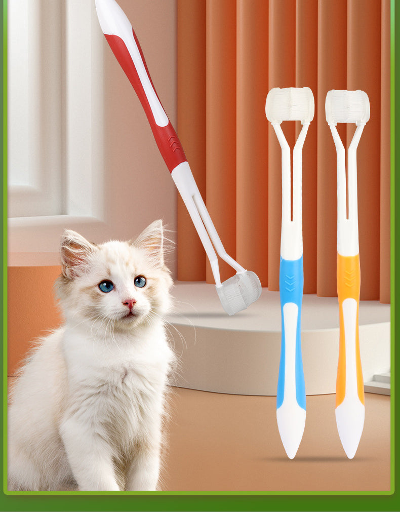 3-Sided Pet Toothbrush Dog Toothbrush Removing Bad Breath Tartar