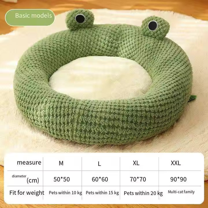 Frog Shaped Cat Bed Warm for Cats and Small Dogs Winter Sleeping Nest
