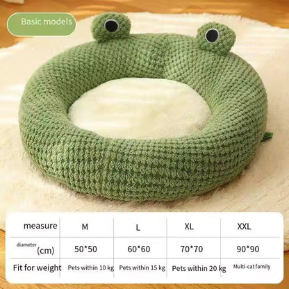 Frog Shaped Cat Bed Warm for Cats and Small Dogs Winter Sleeping Nest