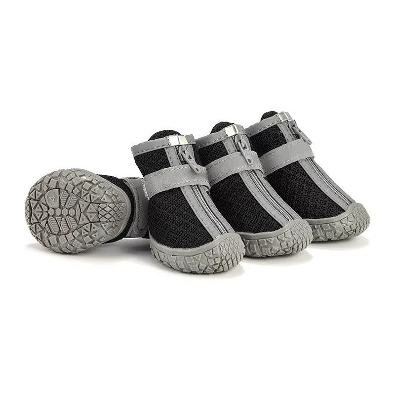 4pcs Air Mesh Surface Dog Shoes With Reflective Strips Small Medium Large Dog
