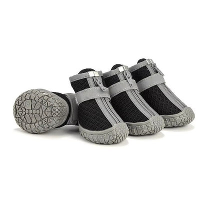 4pcs Air Mesh Surface Dog Shoes With Reflective Strips Small Medium Large Dog