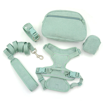 Dog Collar Walking Bag with Poop Dispenser Set No Pull Dog Harness