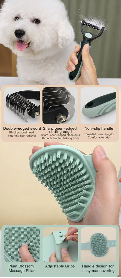 8-in-1 Pet Grooming Kit Deshedding Hair Trimming & Care Set